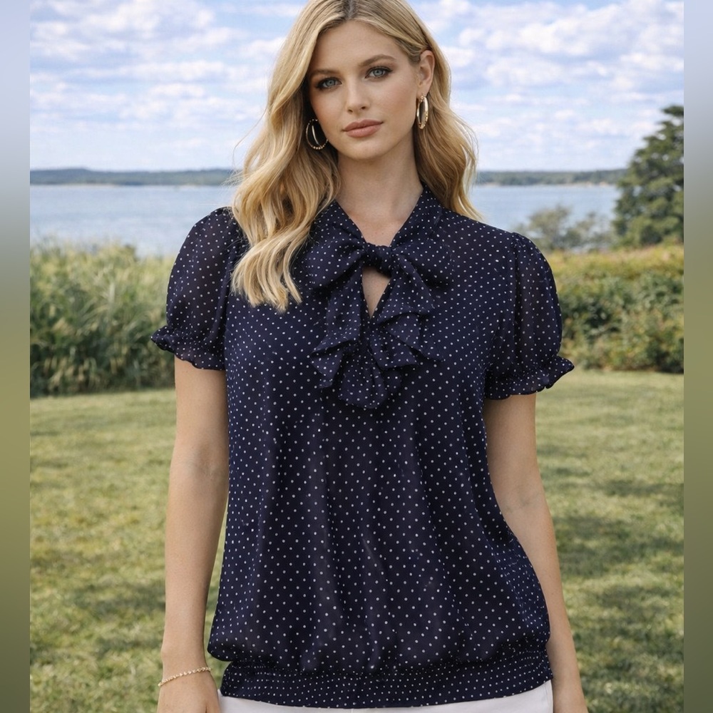 NEW: Chiffon polka dot blouse